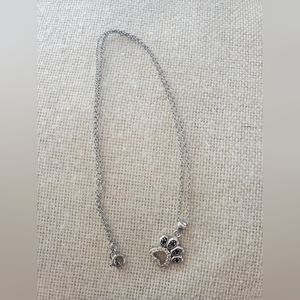 Sterling silver paw print necklace-18 inch chain